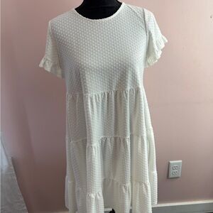 Sugarlips White Swiss Dot Tiered Mini Dress Women Size S NWT Summer